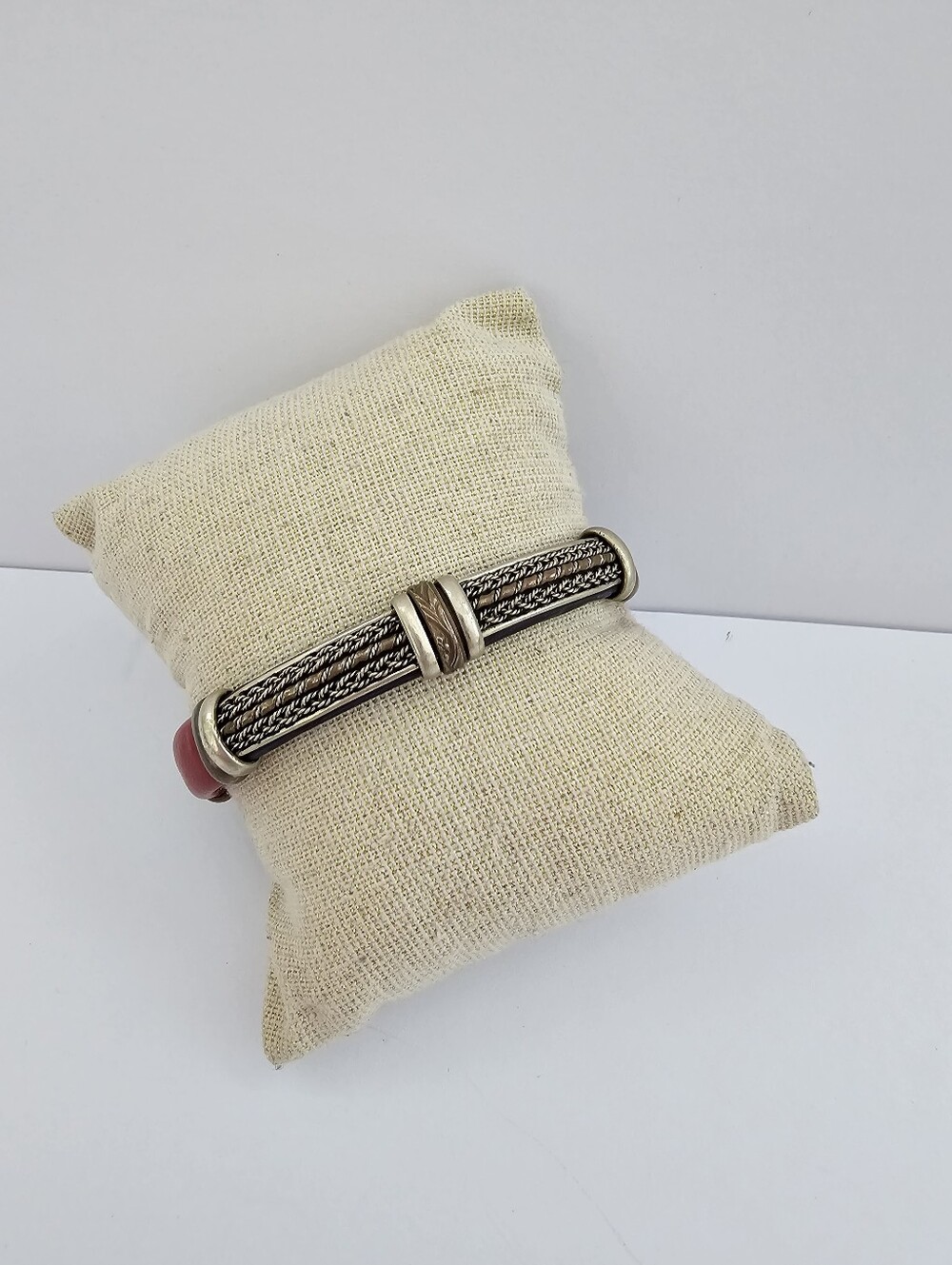 Vintage Mixed Metal & Genuine Leather Cuff Bracelet – Boho Artisan Style​